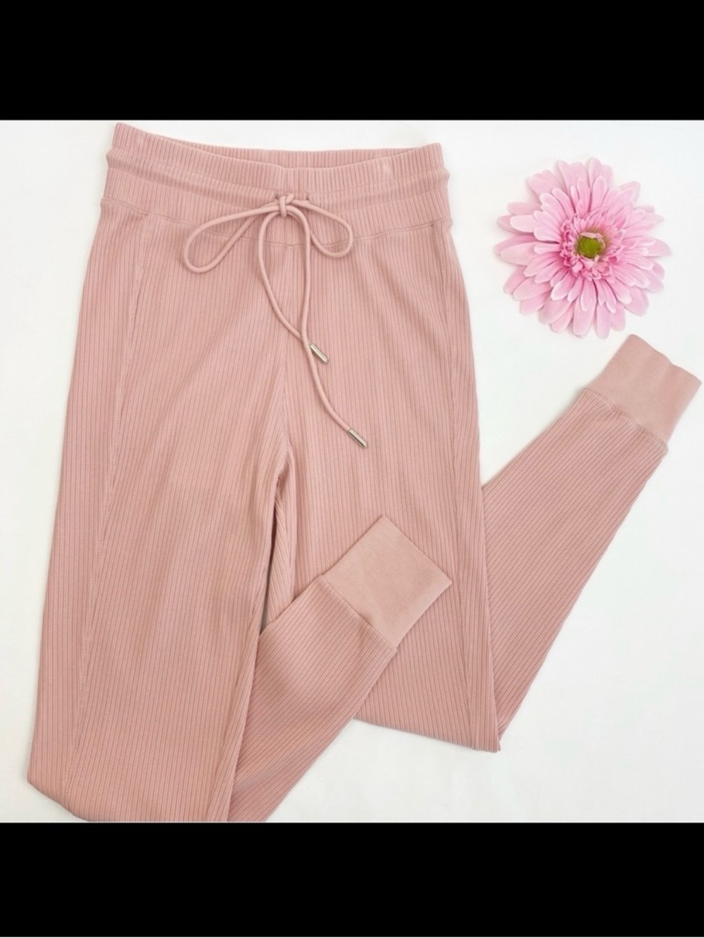 Anthropologie X Daily Practice High Rise Ribbed Joggers: Blush Pink